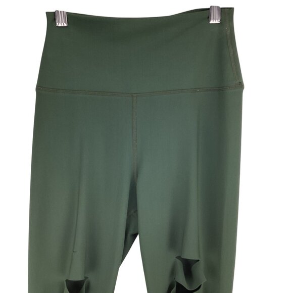 Alo Yoga Womens High Waisted Ripped Warrior Leggings Size XXS Hunter Green Athle - Picture 3 of 10
